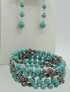 Turquoise Wrap Bracelet and Earring Set